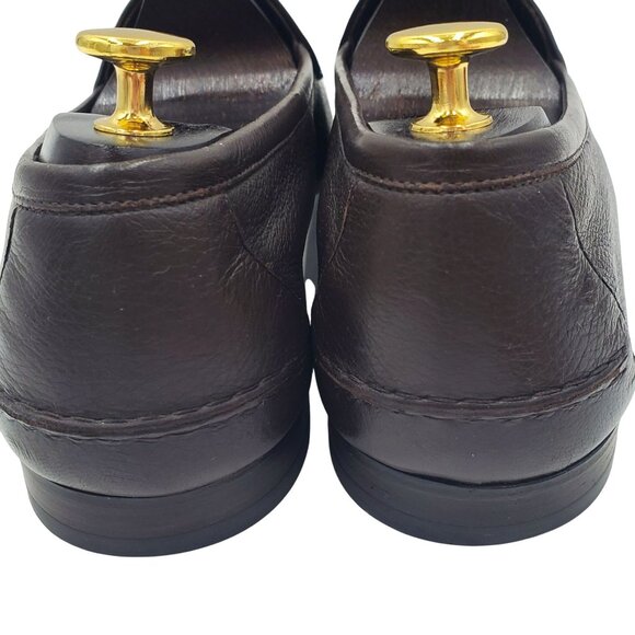 Italy Ermenegildo Zegna Men\'s Size 13US/12EU Brown leather tasseled loafer shoes main image 6